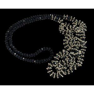 Vintage Glam Metal And Glass Beaded Loop Statement Necklace